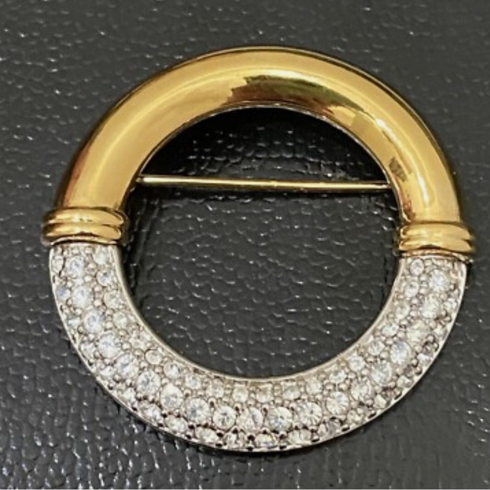 Retired Swarovski Gold and Silver Crystal Brooch